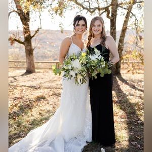Revelry Black Crepe Size 2 Bridesmaids Dress